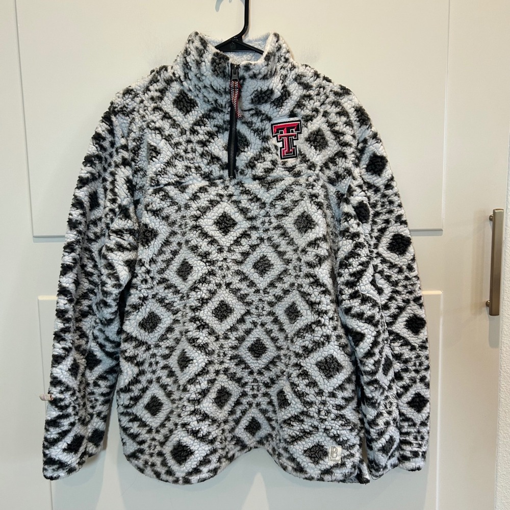 Pressbox Texas Tech Red Raiders Sherpa Fleece Quarter Zip Pullover Womens Medium